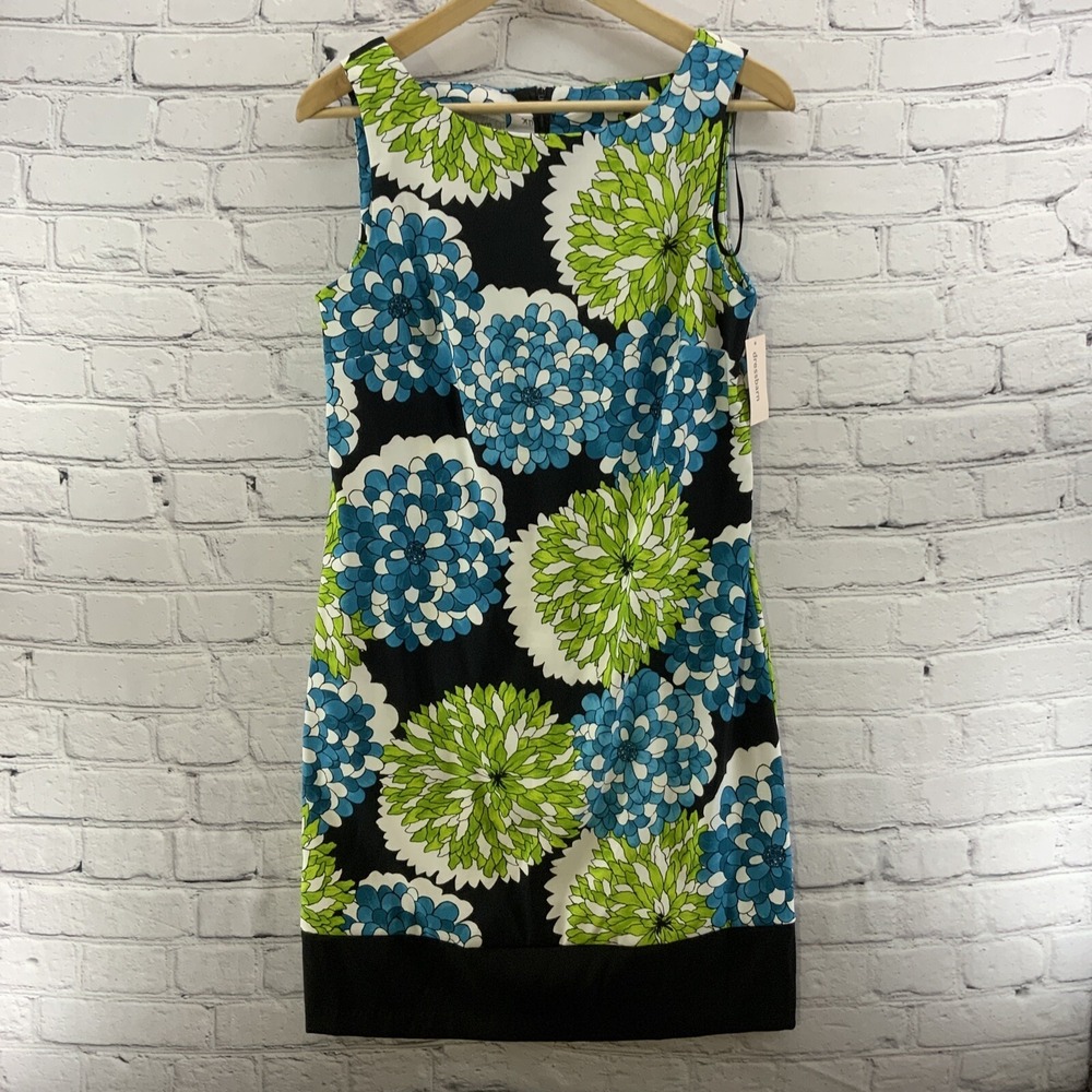 Dressbarn Dress Womens Sz 8 Blue Green Floral Print Business Casual NWT